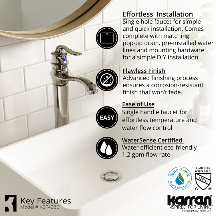Dartford Chrome Single Handle Vessel Bathroom Faucet