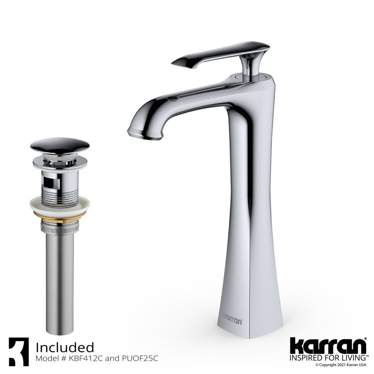 Chrome Single Handle Vessel Bathroom Faucet with Pop-Up Drain