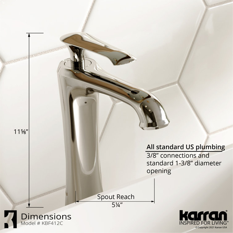 Chrome Single Handle Vessel Bathroom Faucet with Pop-Up Drain