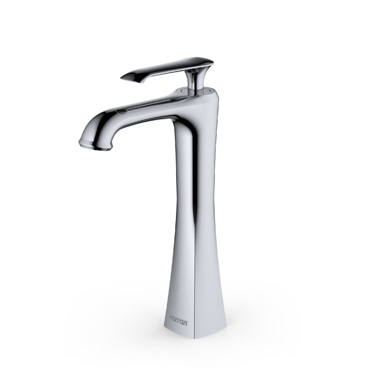 Chrome Single Handle Vessel Bathroom Faucet with Pop-Up Drain