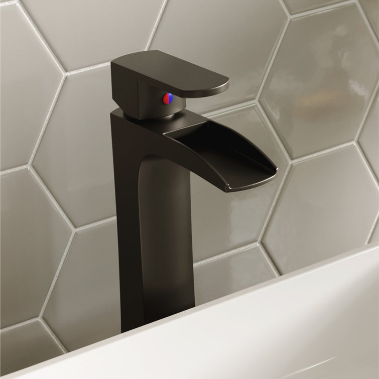 Matte Black Single-Handle Vessel Bathroom Faucet with Drain Assembly