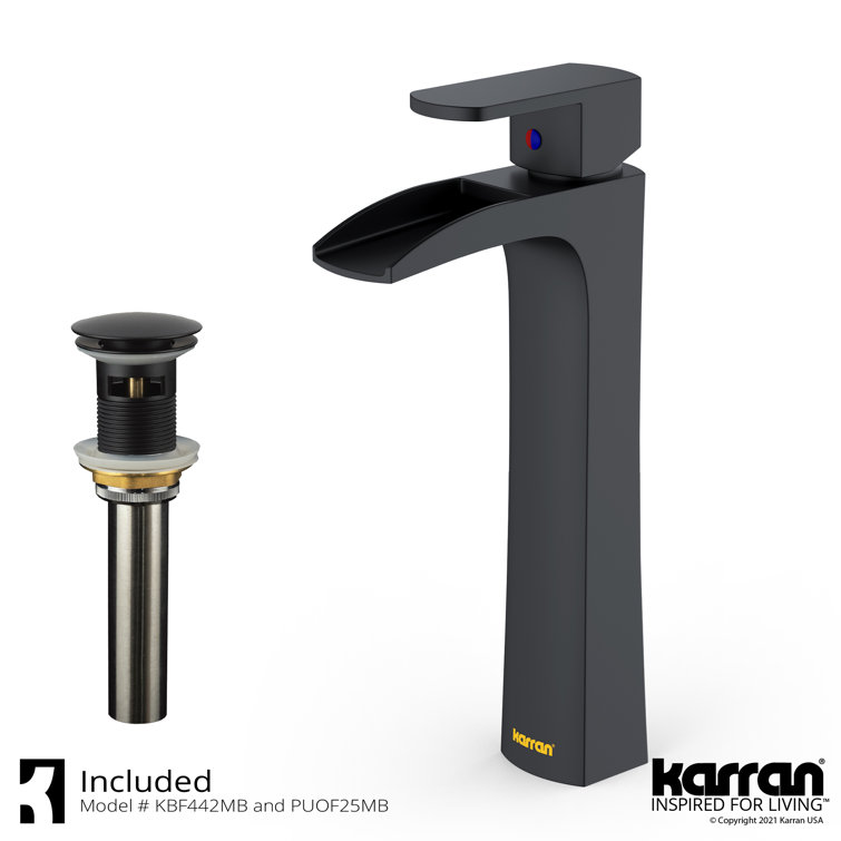 Matte Black Single-Handle Vessel Bathroom Faucet with Drain Assembly