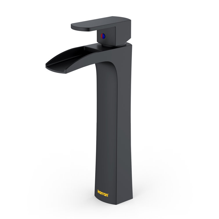 Matte Black Single-Handle Vessel Bathroom Faucet with Drain Assembly