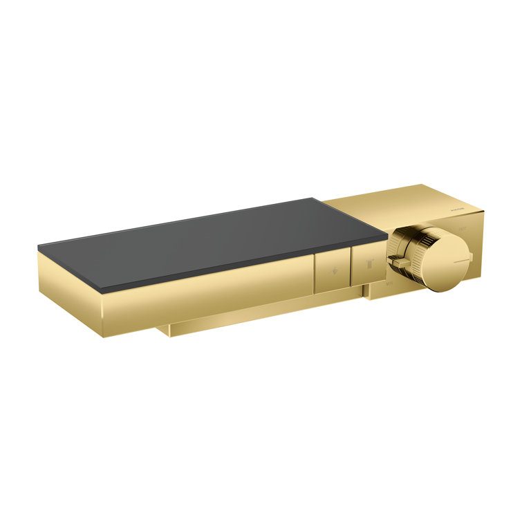Polished Gold Wall-Mounted Shower Trim with Shelf