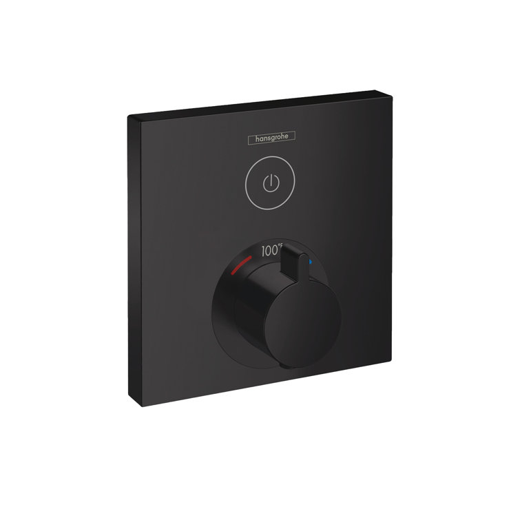 Matte Black Square Wall-Mounted Thermostatic Shower Trim