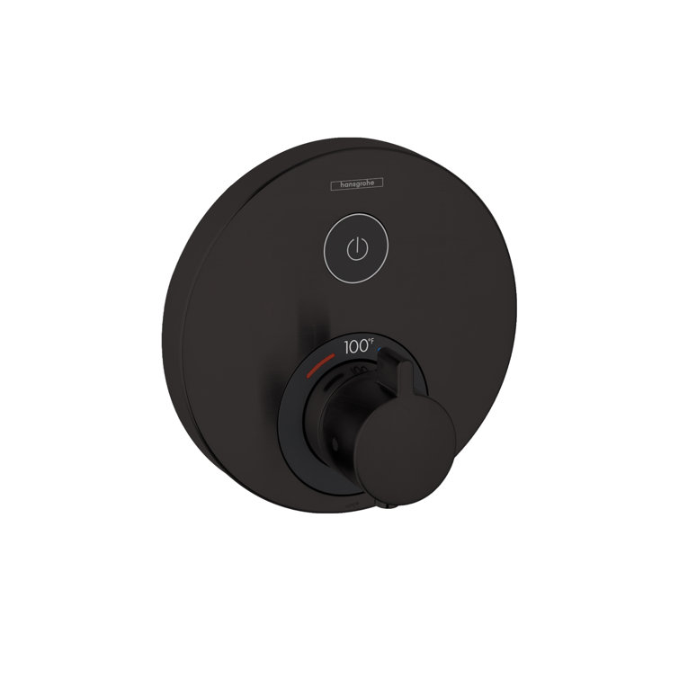 Matte Black Round Wall-Mounted Shower Trim with Lever