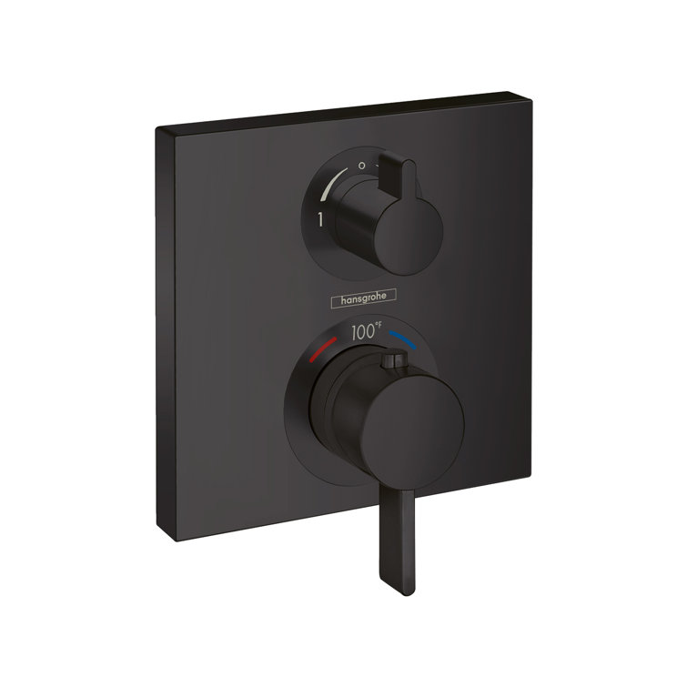Matte Black Wall-Mounted Lever Shower Trim, European Design