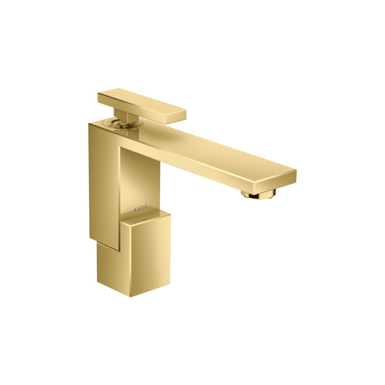 Polished Gold Solid Brass Single Hole Bathroom Faucet