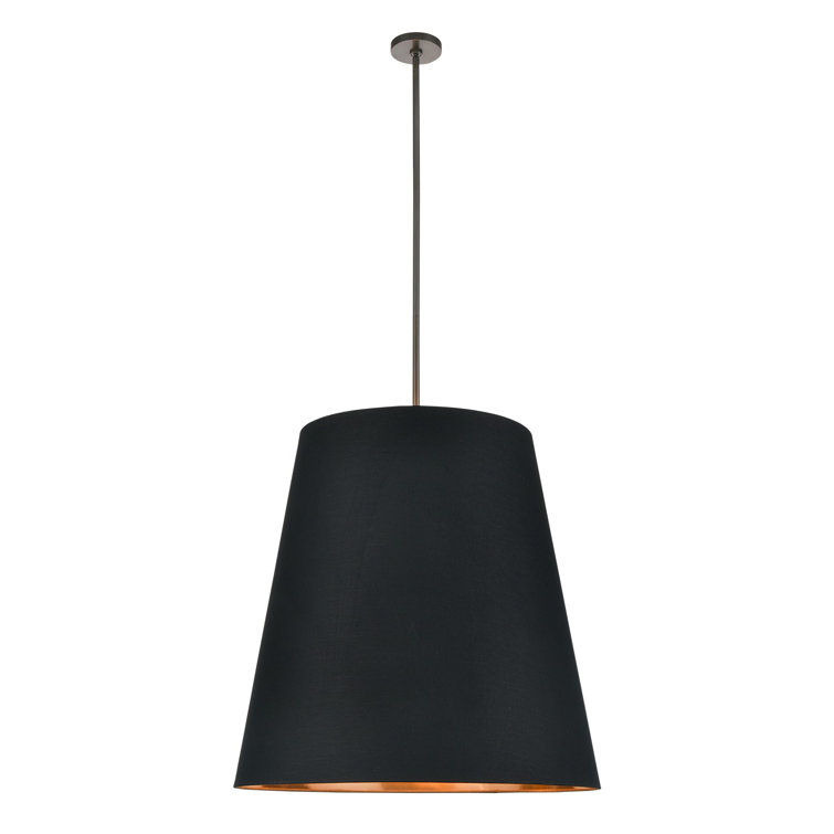 Gold and Black Linen Drum Pendant Light