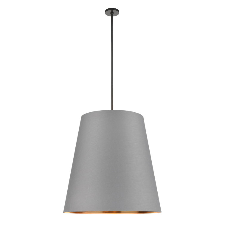 Urban Bronze and Gray Linen Drum Pendant Light