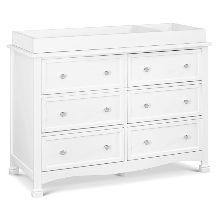 White Double Nursery Dresser with Six Drawers