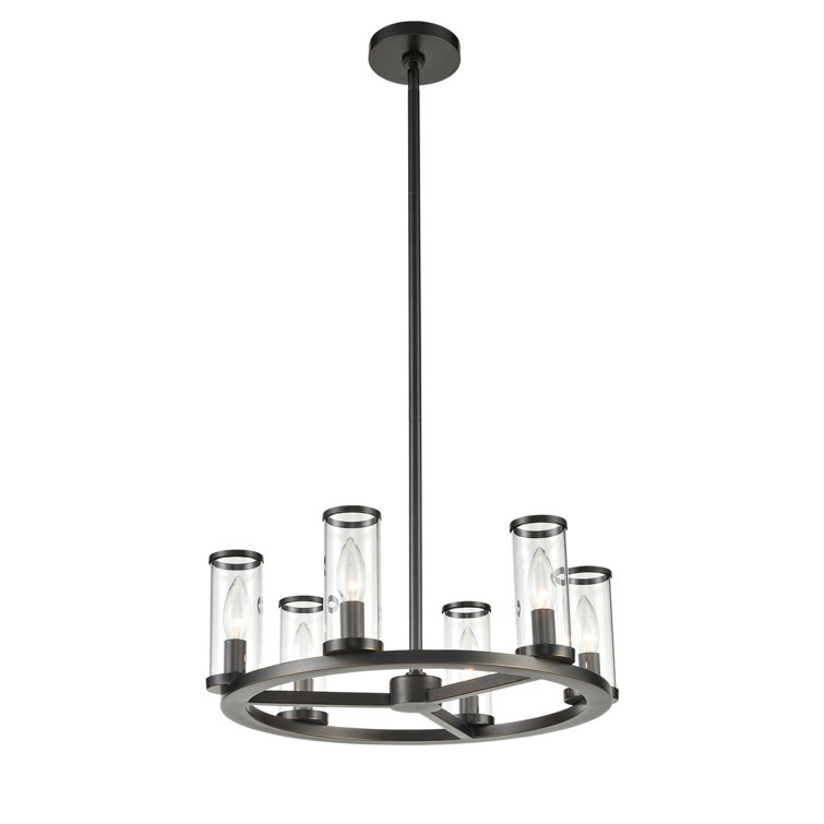 Urban Bronze Crystal Candle Chandelier with Clear Glass Tubes