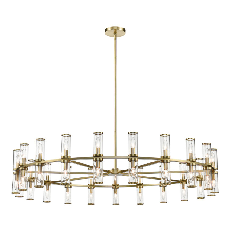 Natural Brass and Crystal 42-Light Candle Chandelier