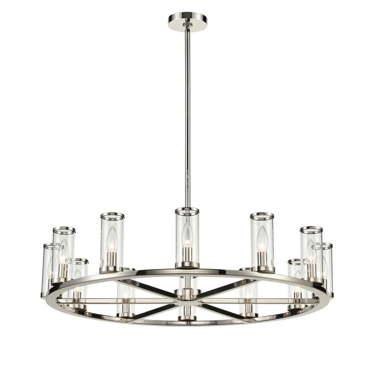 Polished Nickel and Crystal 12-Light Candle Chandelier