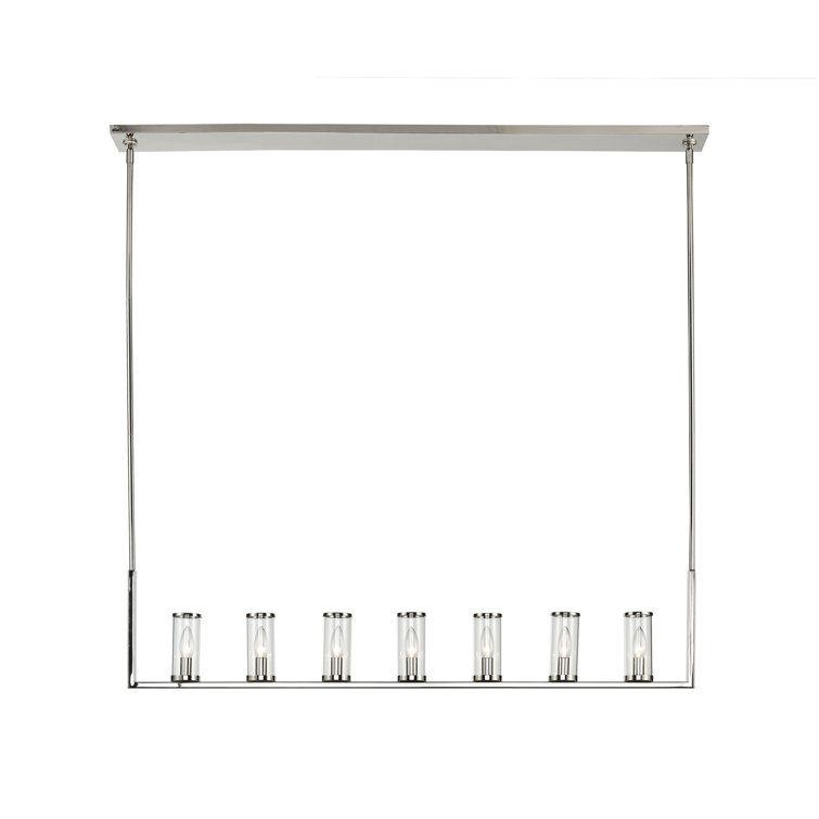 Revolve 47" Polished Nickel and Glass 7-Light Pendant