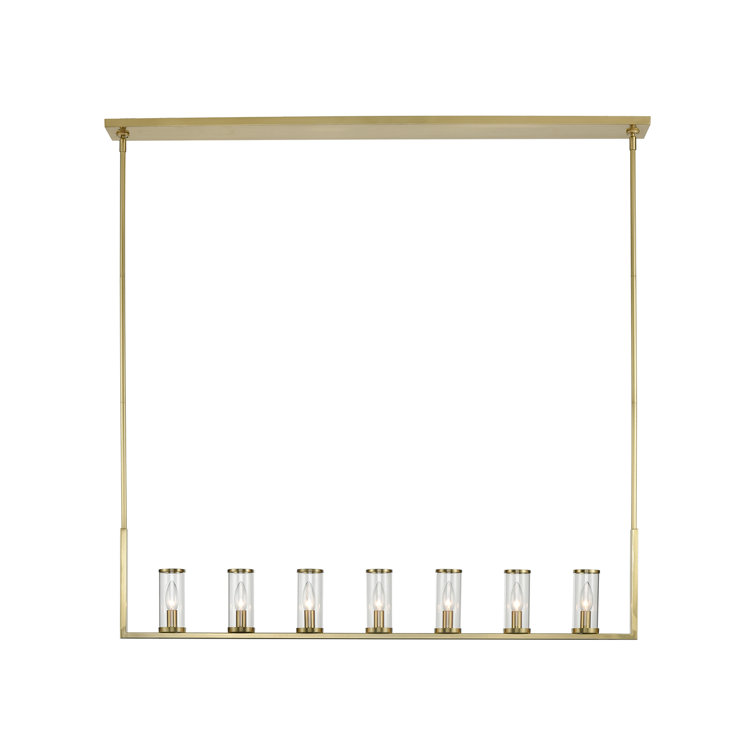 Revolve 47'' Polished Nickel & Glass Linear Island Pendant