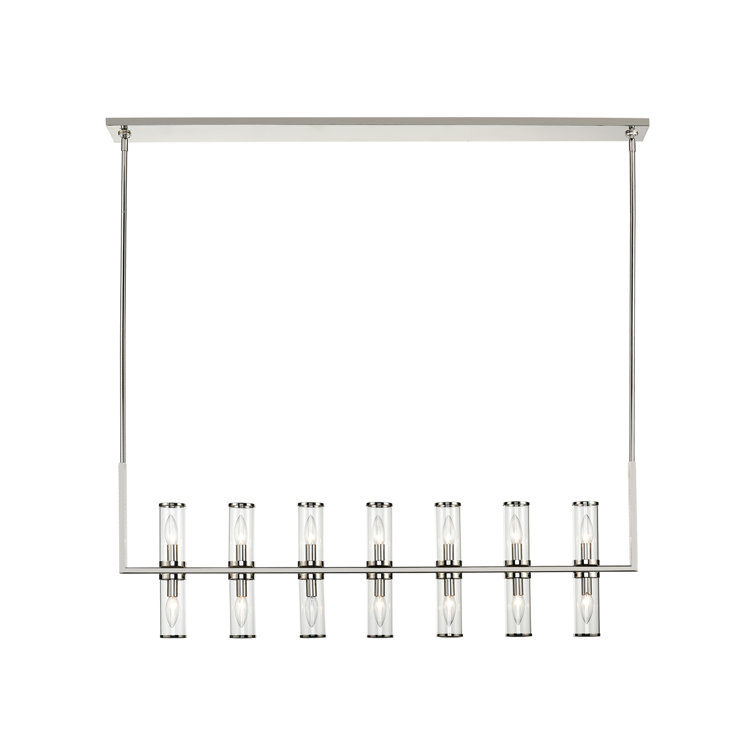 Revolve Elegance 14-Light Polished Nickel Island Pendant with Clear Glass