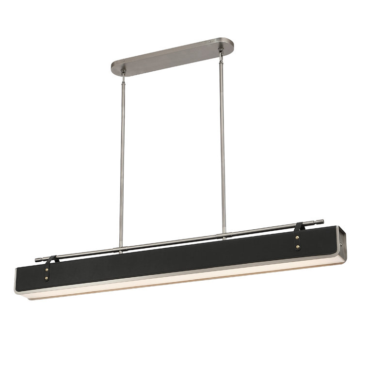 Elegant 60'' Aged Nickel LED Island Pendant with Black Shade