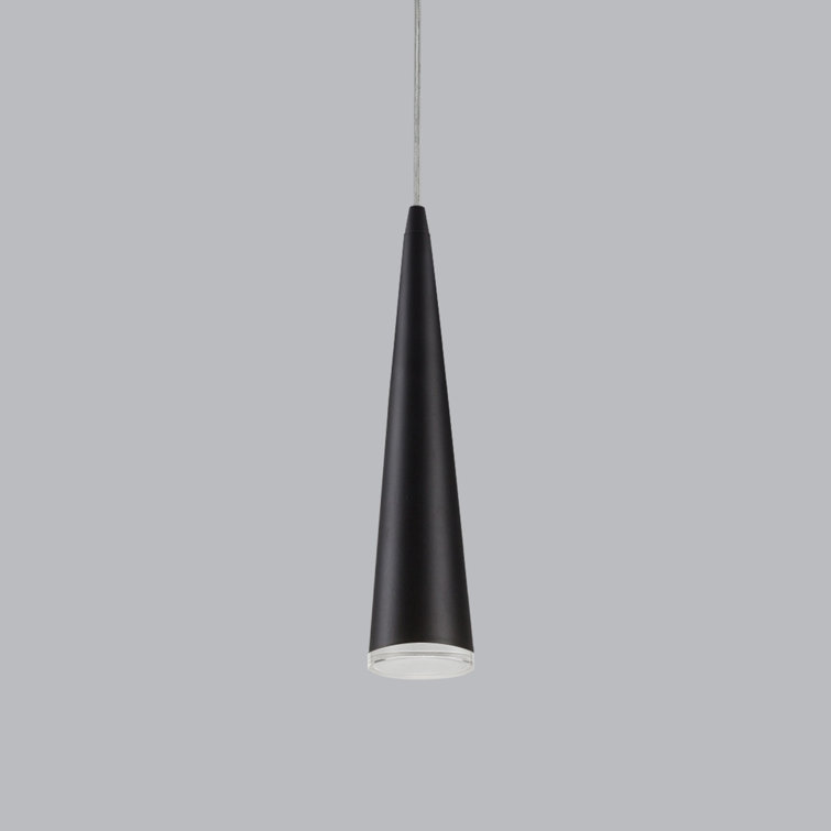 Sleek Conical 12" LED Pendant in Black with Brushed Nickel Accents