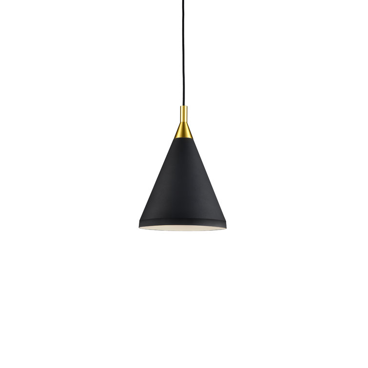 Dorothy Black and Gold Conical Aluminum Pendant, 14" H x 10" W