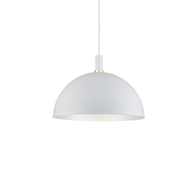 White Aluminum Bowl Pendant Light with Brushed Nickel Accents