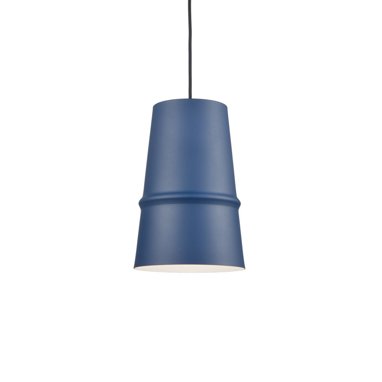Castor 12" Conical Aluminum Pendant in Indigo Blue with Matte White Interior