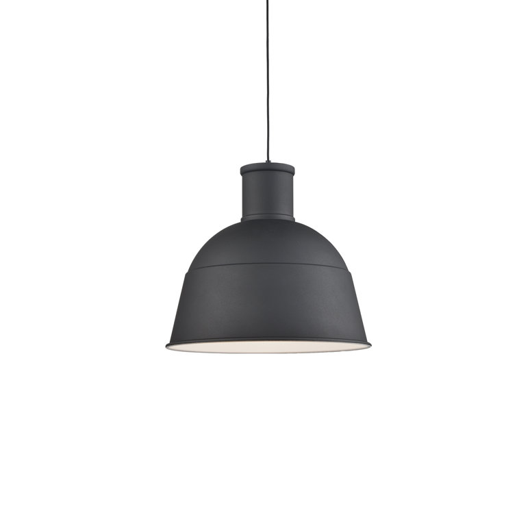 Black Aluminum Dome Pendant Light with Matte White Interior