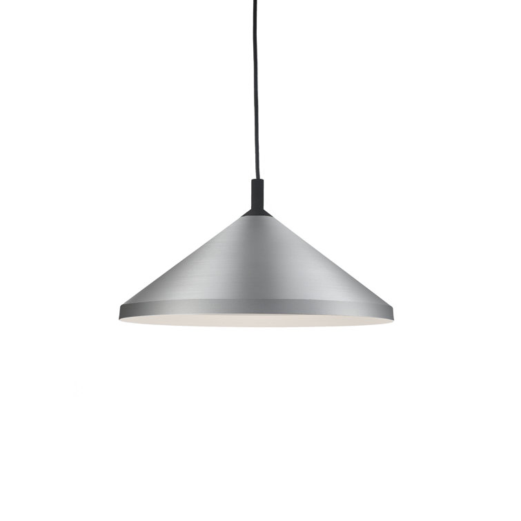 Brushed Nickel and White Aluminum Drum Pendant Light, 18 in