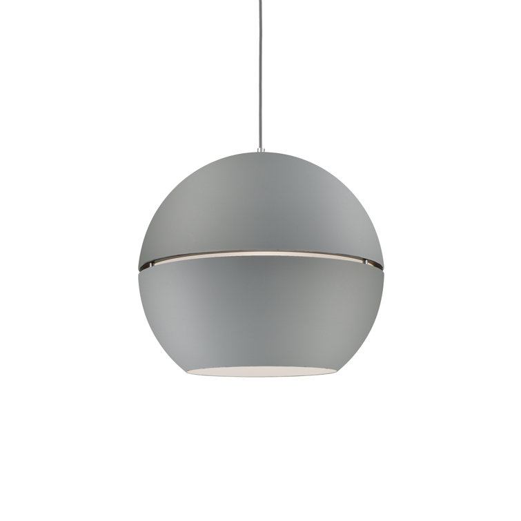 Gray Aluminum 21.5" Pendant Light with Split Spherical Shade