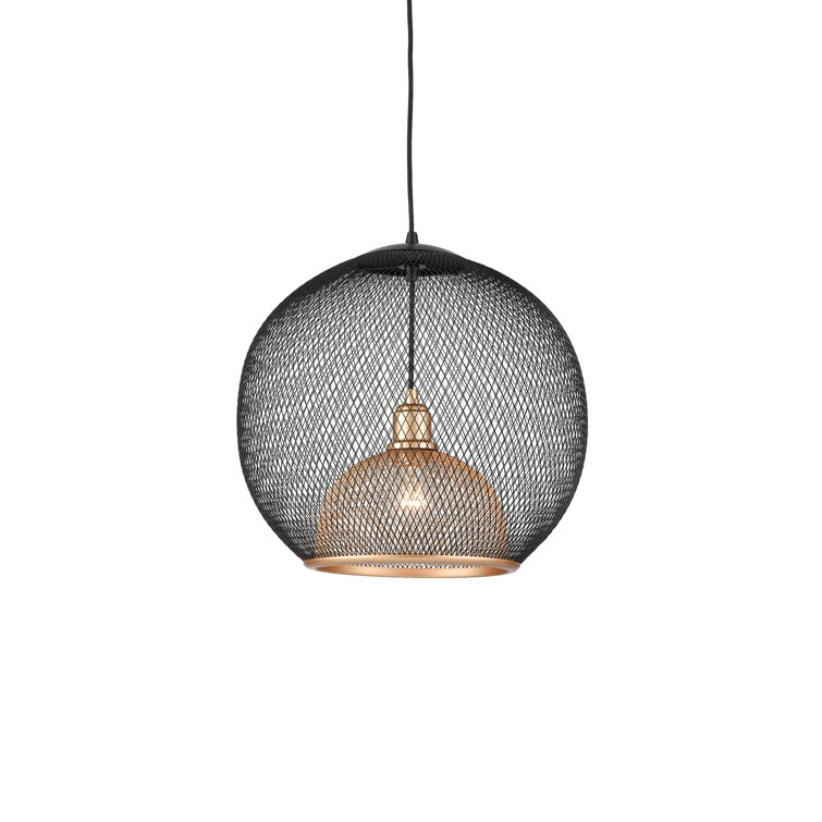 Gibraltar Black/Gold 17" Aluminum Globe Pendant with LED Lighting
