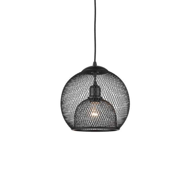 Sleek Black Aluminum Globe Pendant Light with Mesh Shade