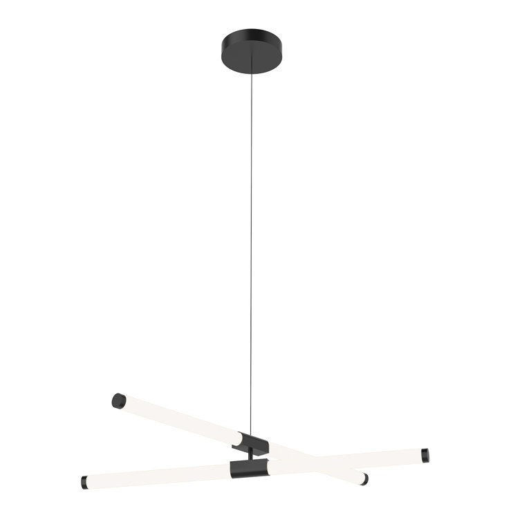 Akari Black LED Linear Chandelier with Metallic Finish