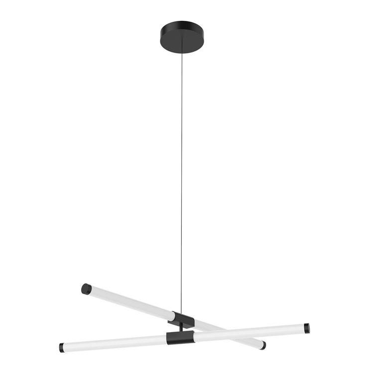 Akari Black LED Linear Chandelier with Metallic Finish