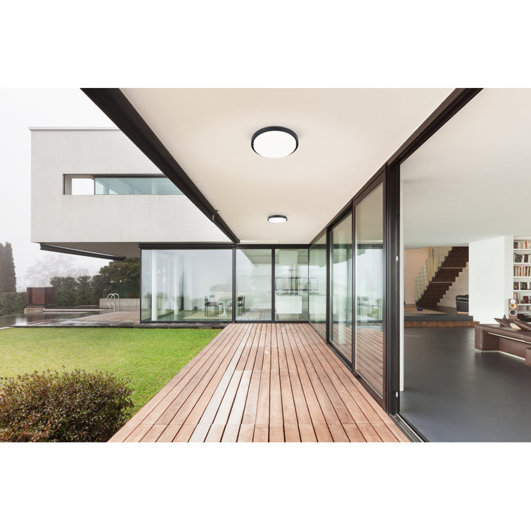 Black Aluminum LED Indoor/Outdoor Drum Flush Mount