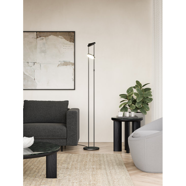 Adjustable Black LED Floor Lamp with Touch Control