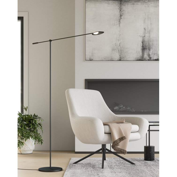 Rotaire 54.38'' Adjustable Black LED Swing Arm Floor Lamp