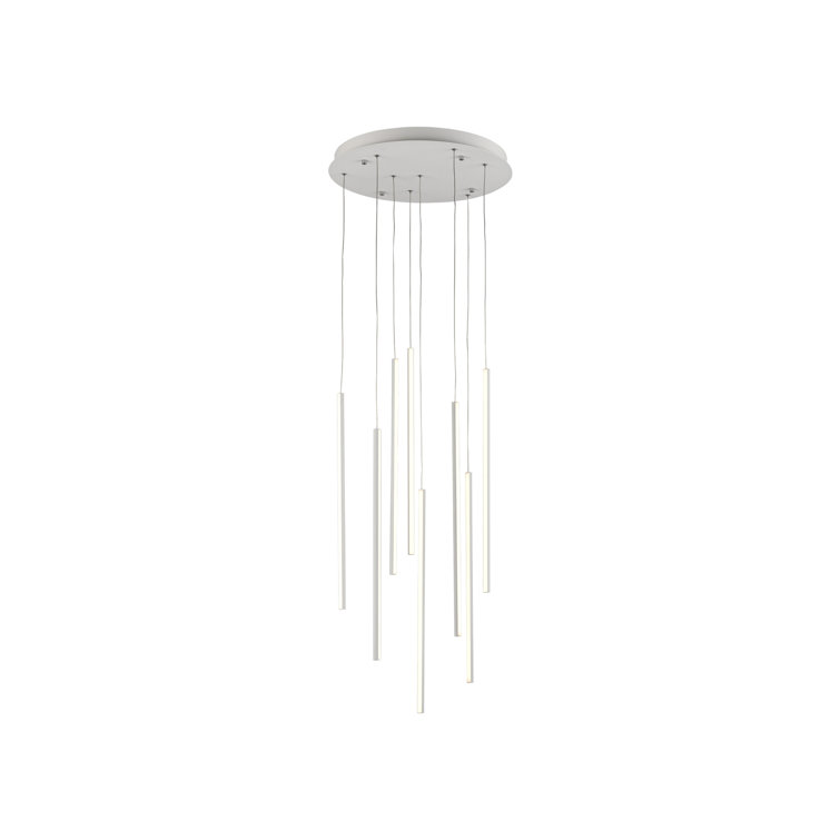 Polished Nickel 12-Light LED Cluster Pendant in White