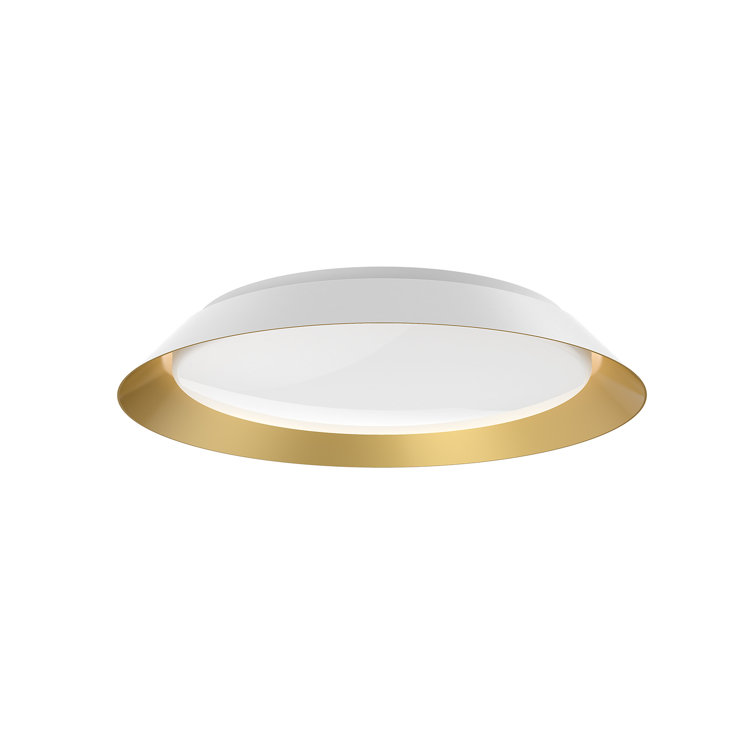 Jasper 19" White and Gold Glass LED Flush Mount
