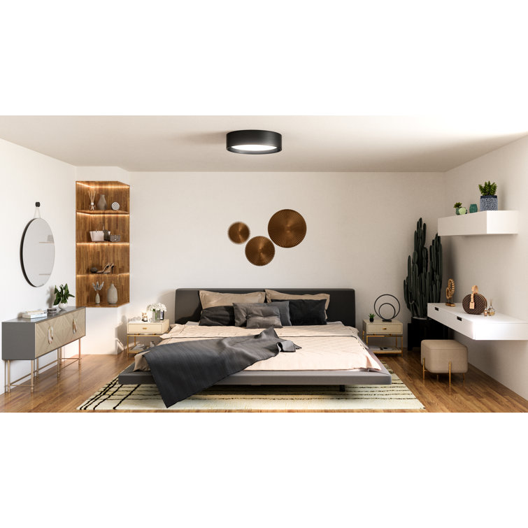 Dalton 20" Textured Fabric LED Flush Mount in Black