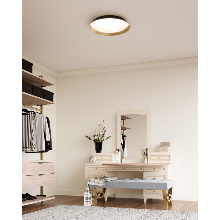 Jasper 19" White and Gold Glass LED Flush Mount