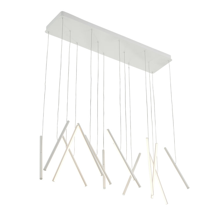 Contemporary White LED Glass Island Pendant, 42 in