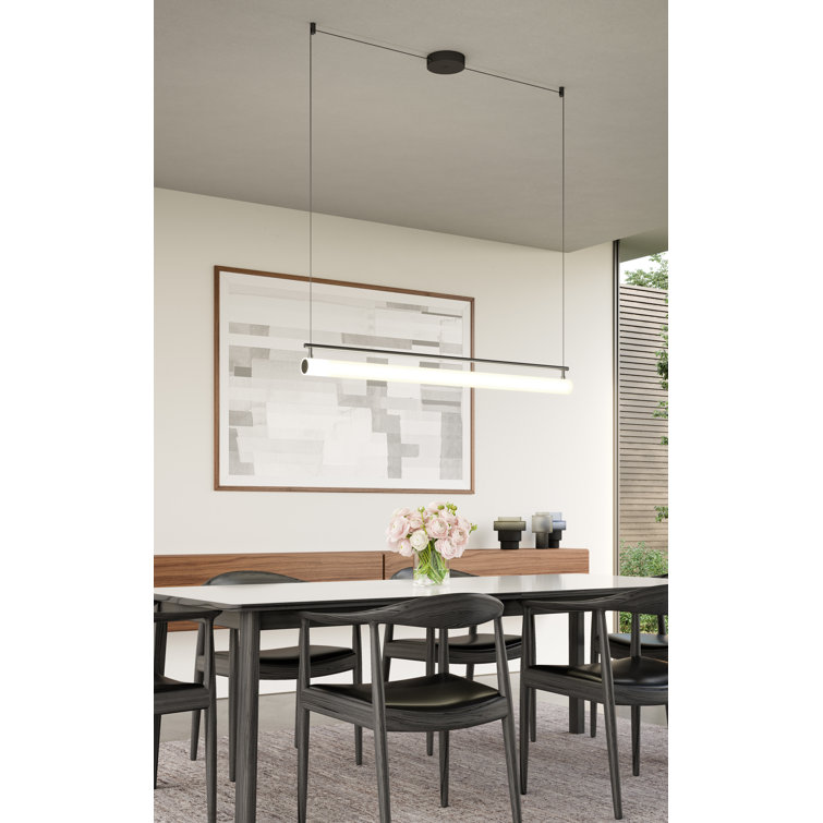 Gramercy Modern Black Glass LED Kitchen Island Pendant, 48 in