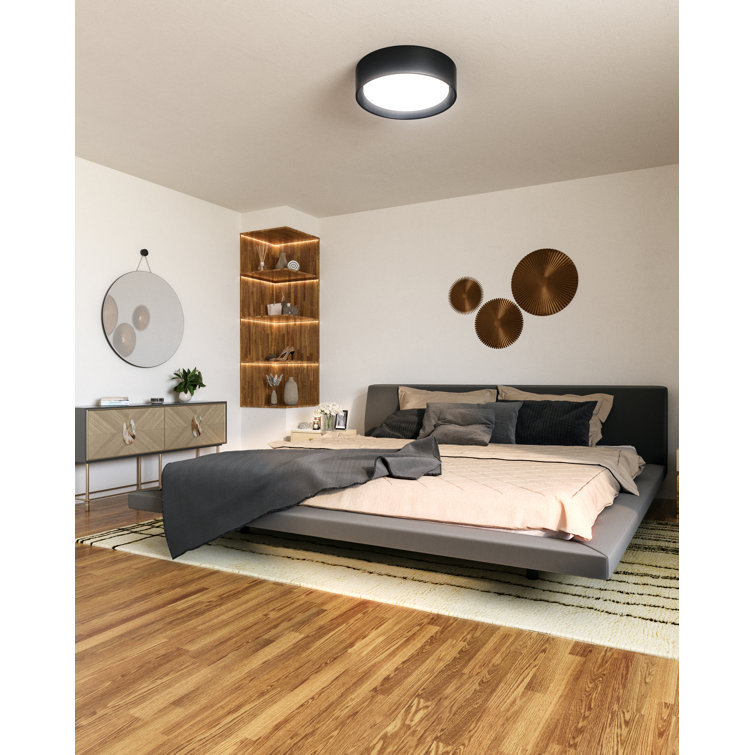 Dalton 20" Textured Fabric LED Flush Mount in Black