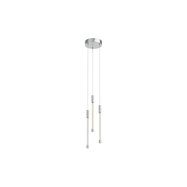 Motif Chrome LED Cluster Pendant with Refractive Glass, 13"H