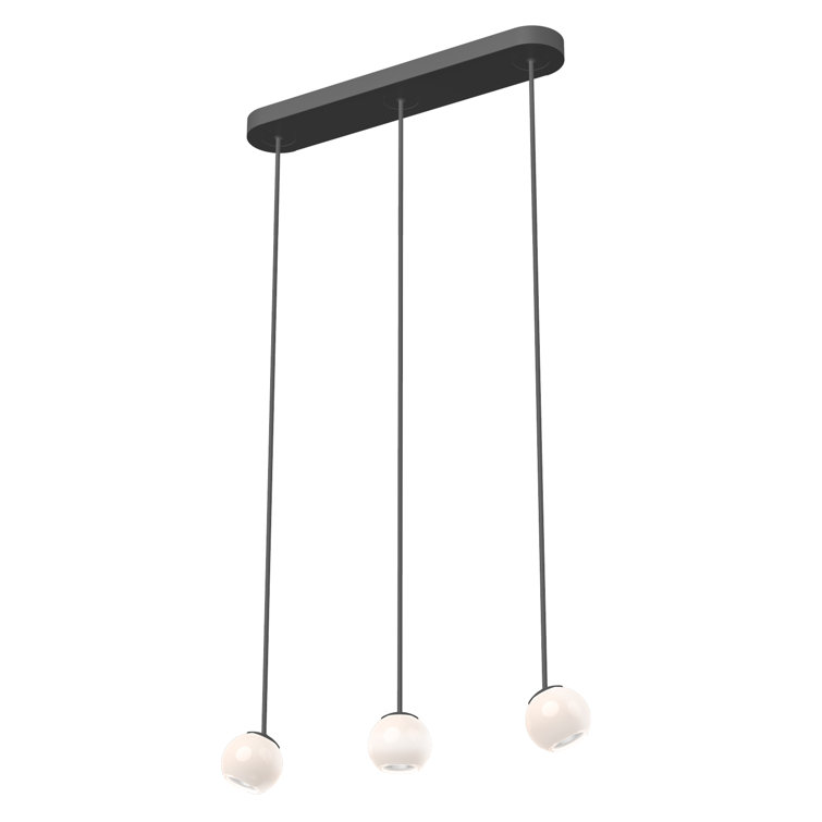 Black Glass LED Globe Pendant Light, 4" Width