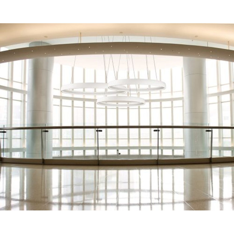 Sleek Circular Halo 52" White Aluminum LED Pendant