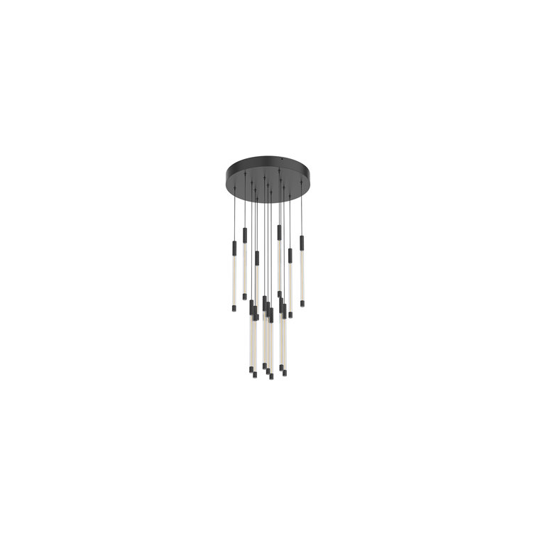 Black Glass 13-Light LED Cluster Pendant