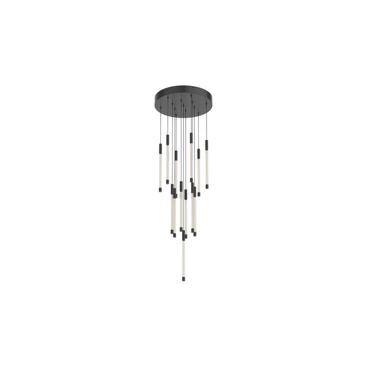 Black Glass 13-Light LED Cluster Pendant