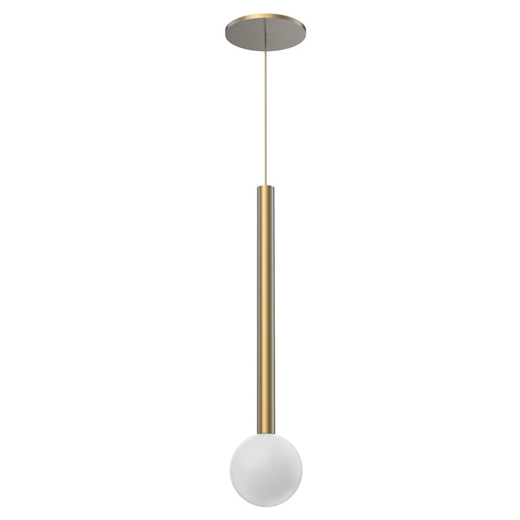 Elixir Mini Globe LED Pendant in Brushed Gold with Opal Glass