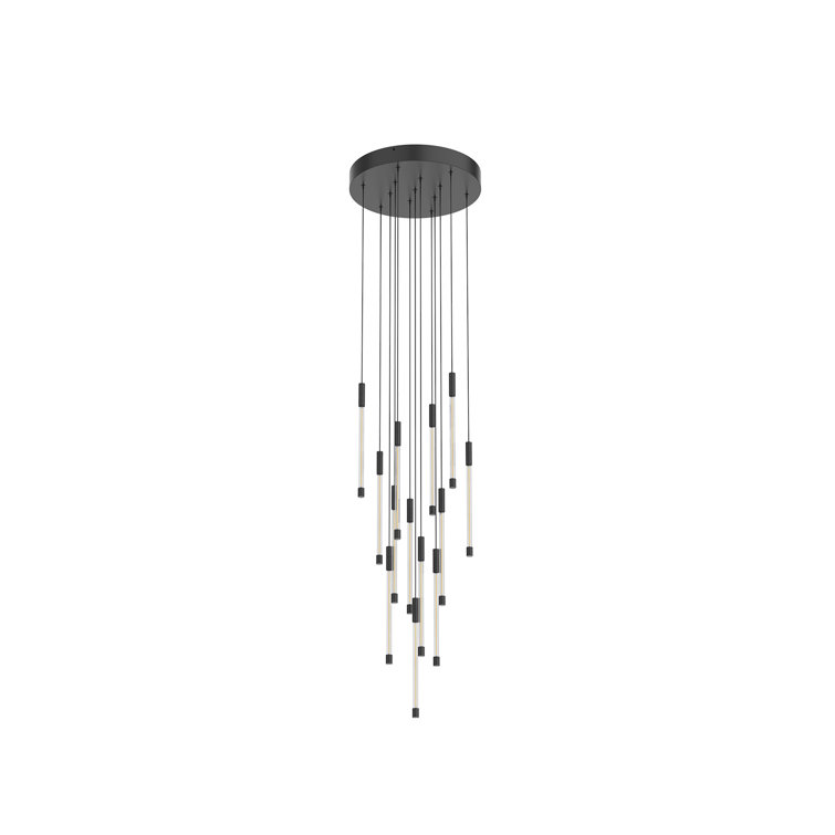 Black Glass 13-Light LED Cluster Pendant